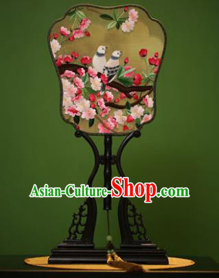 Traditional Chinese Crafts Embroidered Pink Flowers Silk Fan, China Palace Fans Princess Square Fans for Women