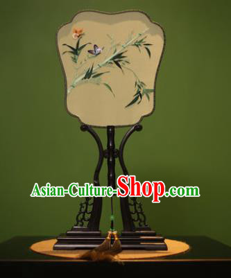 Traditional Chinese Crafts Embroidered Bamboo Silk Fan, China Palace Fans Princess Square Fans for Women