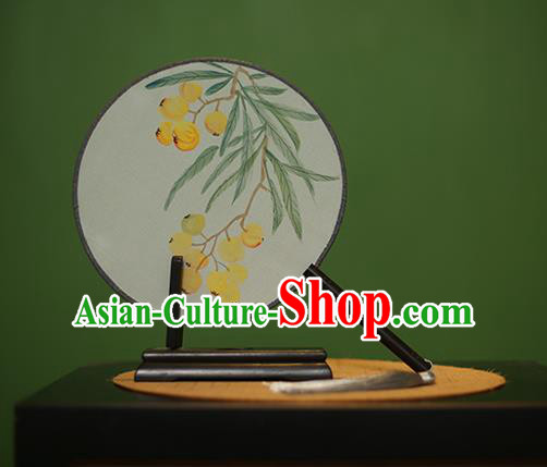 Traditional Chinese Crafts Round Silk Fan, China Palace Fans Princess Printing Fruit Circular Fans for Women