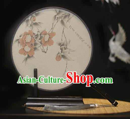 Traditional Chinese Crafts Printing Flowers Silk Round Fan, China Palace Fans Princess Circular Fans for Women