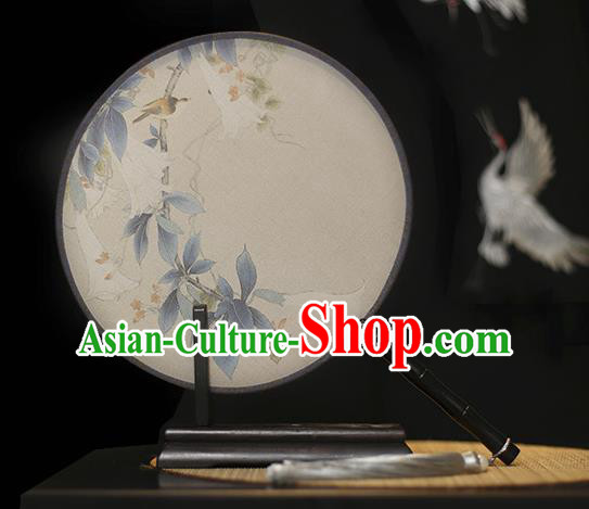 Traditional Chinese Crafts Printing Petunia Silk Round Fan, China Palace Fans Princess Circular Fans for Women