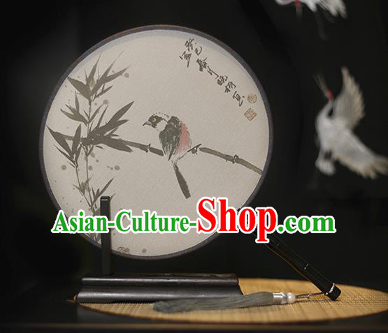 Traditional Chinese Crafts Printing Bamboo Silk Round Fan, China Palace Fans Princess Circular Fans for Women