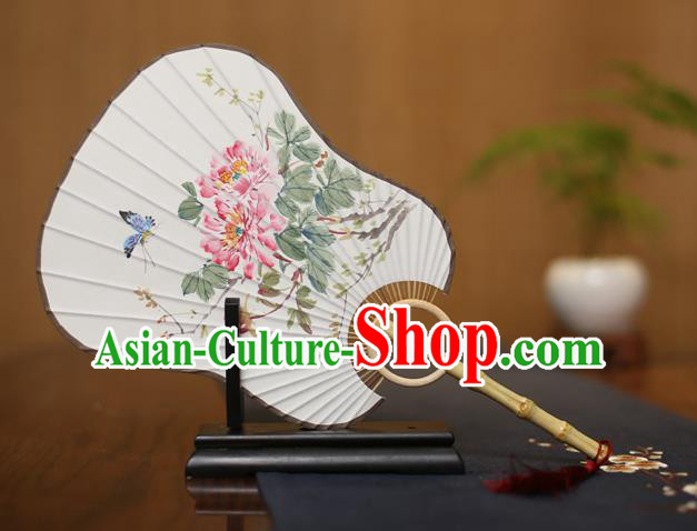 Traditional Chinese Crafts Ink Painting Peony Paper Fan, China Palace Princess Fans for Women