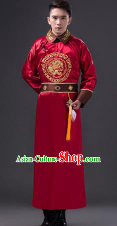 Traditional Chinese Qing Dynasty Royal Prince Costume, China Ancient Manchu Nobility Embroidered Clothing for Men
