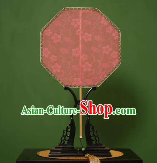 Traditional Chinese Crafts Jacquard Weave Pink Lace Palace Fan, China Handmade Princess Fans for Women