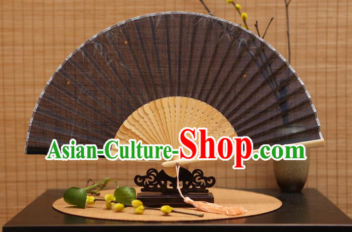 Traditional Chinese Crafts Classical Linen Folding Fan, China Handmade Printing Bamboo Fans for Women