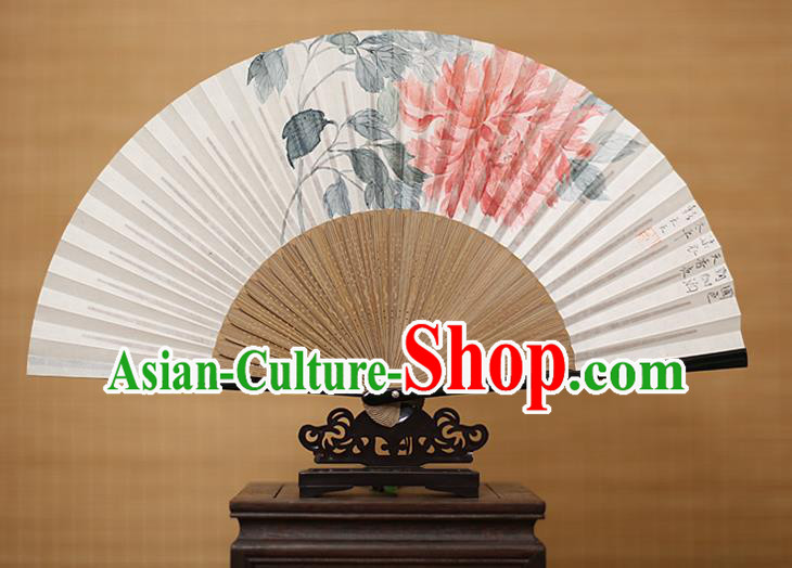 Traditional Chinese Crafts Classical Paper Folding Fan, China Handmade Painting Peony Flower Fans for Women