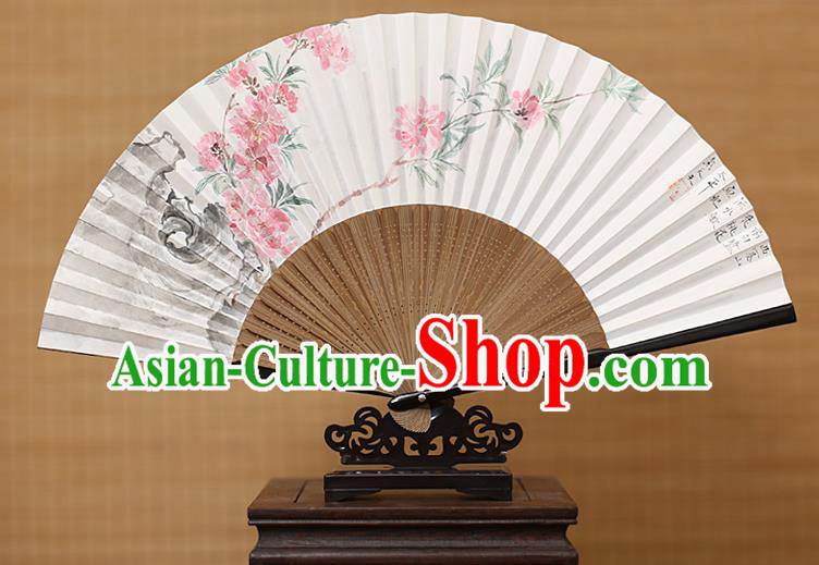 Traditional Chinese Crafts Classical Paper Folding Fan, China Handmade Painting Peach Blossom Fans for Women