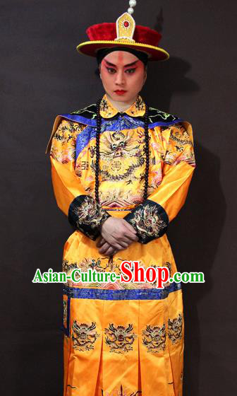 Traditional China Beijing Opera Emperor Costume Embroidered Robe, Chinese Peking Opera Qing Dynasty Majesty Embroidery Clothing