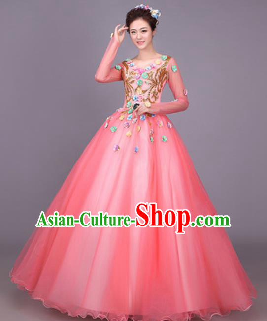 Professional Opening Dance Costume Stage Performance Modern Dance Pink Dress for Women