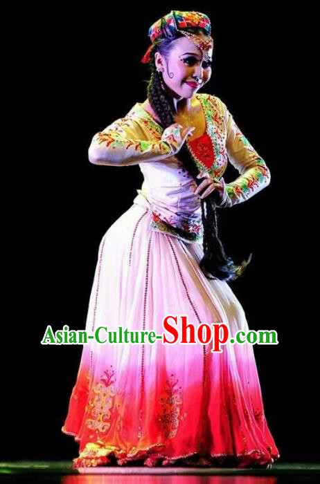 Chinese Traditional Uyghur Nationality Dance Costume Folk Dance Dress for Women