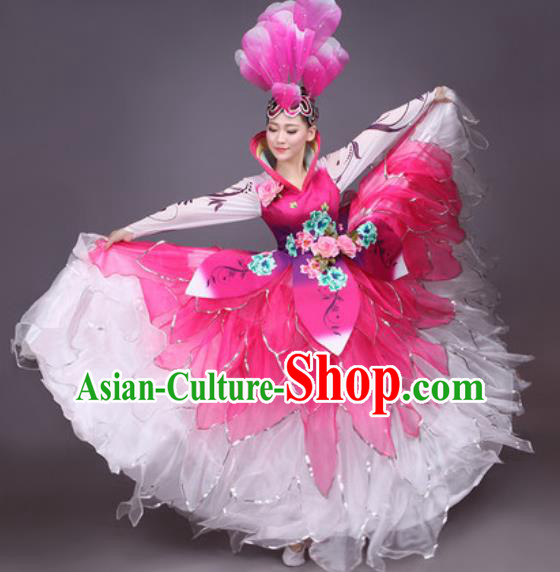 Chinese Traditional Classical Dance Costume Folk Dance Flowers Dress for Women