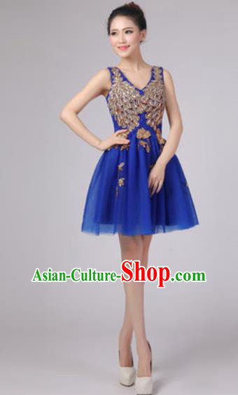 Professional Modern Dance Royalblue Bubble Dress Opening Dance Stage Performance Costume for Women