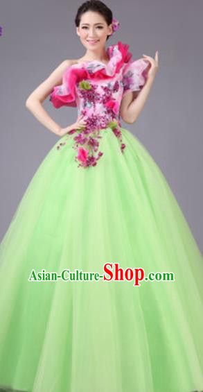 Top Grade Waltz Dance Compere Costume Modern Dance Stage Performance Green Dress for Women