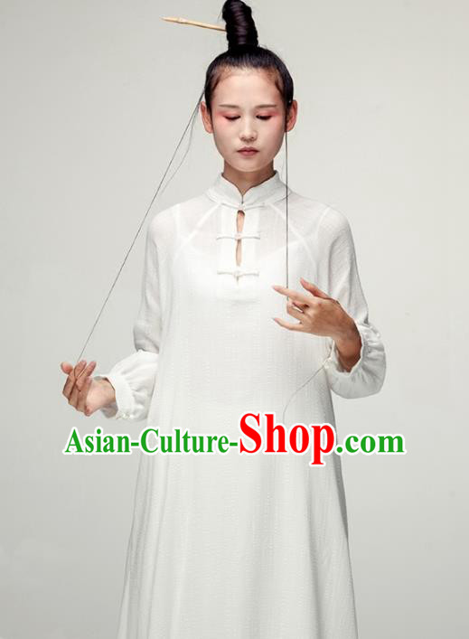 Chinese National Costume Traditional Linen Cheongsam Tang Suit Qipao Dress for Women