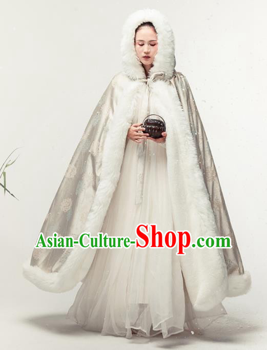 Chinese National Costume Traditional Tang Suit Embroidered Cloak for Women