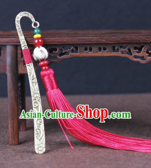 Chinese Ancient Accessories Traditional Rosy Tassel Bookmark
