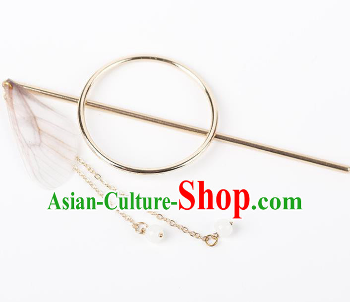 Chinese Ancient Hanfu Hair Accessories Traditional Swordswoman White Butterfly Wing Hairpins for Women