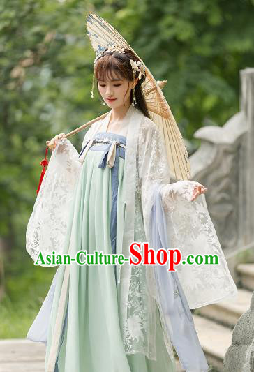 Ancient Chinese Tang Dynasty Costumes Princess Embroidered Hanfu Dress for Women