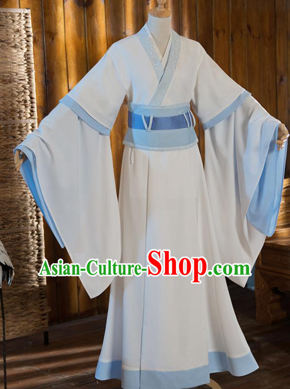 Chinese Traditional Cosplay Nobility Childe White Costumes Ancient Swordsman Clothing for Men