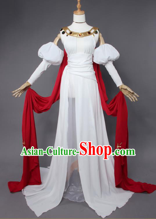 Top Grade Cosplay Princess Costumes Ancient Swordswoman White Dress for Women