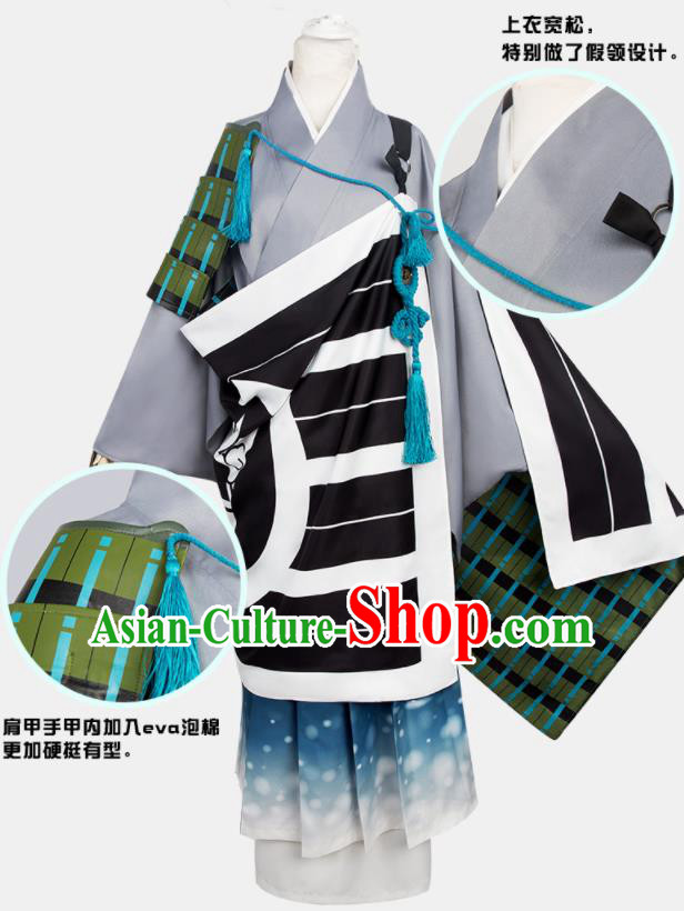 Chinese Traditional Cosplay Monks Grey Costumes Ancient Swordsman Clothing for Men