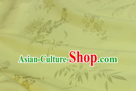 Asian Chinese Traditional Pattern Light Yellow Silk Fabric Ancient Hanfu Jacquard Brocade Fabric Drapery Material