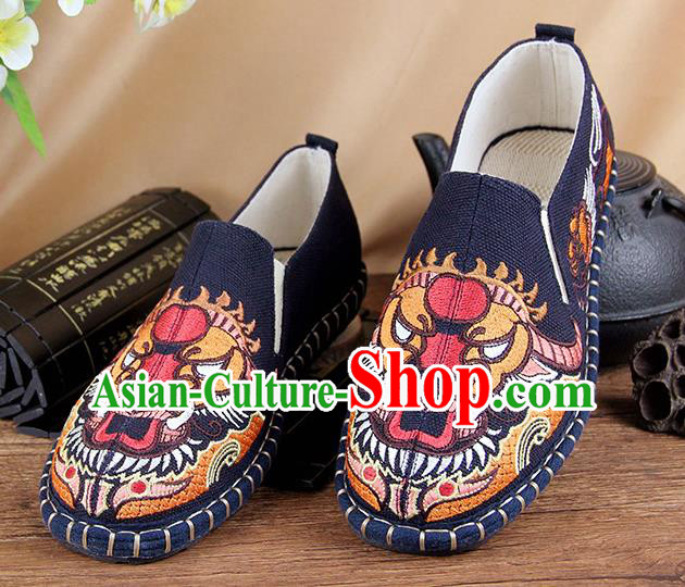 Chinese National Shoes Traditional Cloth Shoes Embroidery Navy Shoes for Men