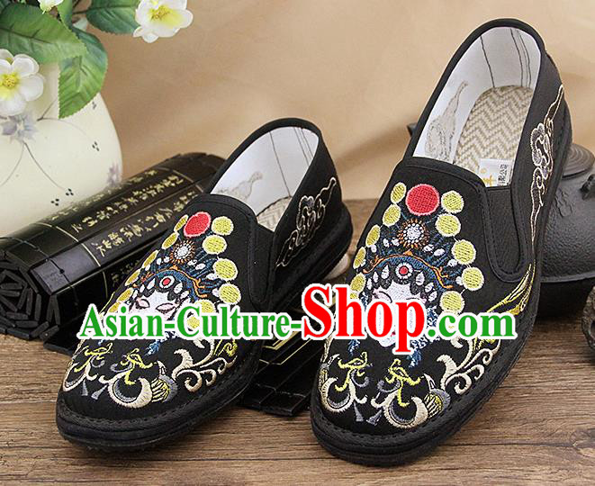 Chinese National Shoes Traditional Martial Arts Cloth Shoes Embroidery Facial Makeup Shoes for Men