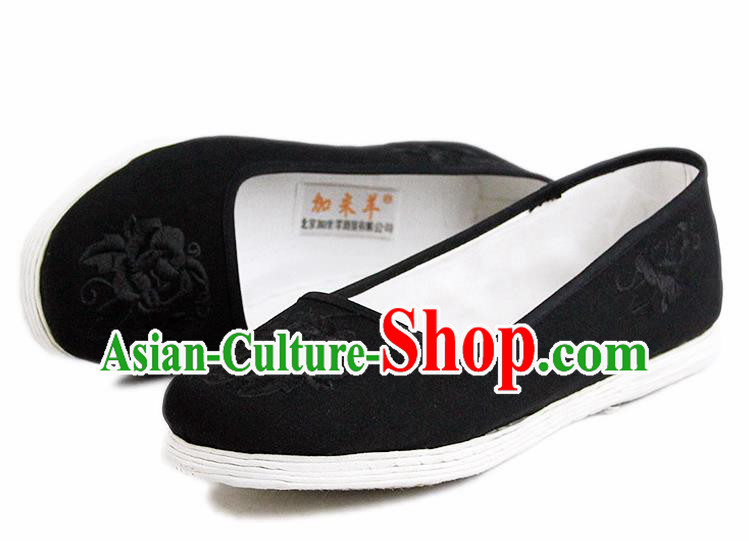 Chinese National Handmade Cloth Shoes Traditional Shoes Embroidered Peony Shoes for Women