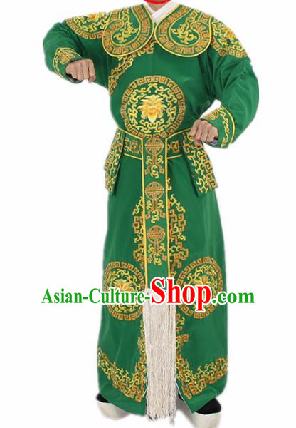Chinese Traditional Peking Opera Takefu Green Costumes Ancient Swordsman Clothing for Men