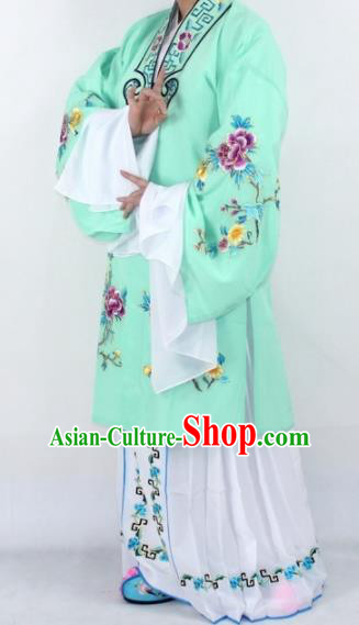 Chinese Traditional Peking Opera Actress Costumes Ancient Nobility Lady Light Green Cloak for Women