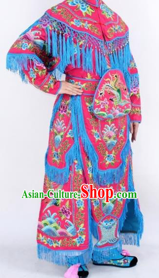 Chinese Traditional Peking Opera Rosy Costumes Ancient Female General Dress for Women