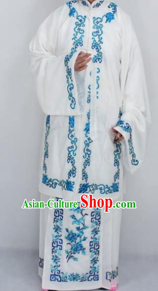 Chinese Traditional Peking Opera Nobility Lady Costumes Ancient Embroidered White Dress for Women
