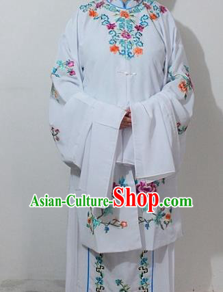 Chinese Traditional Peking Opera Actress White Costumes Ancient Nobility Lady Embroidered Dress for Women