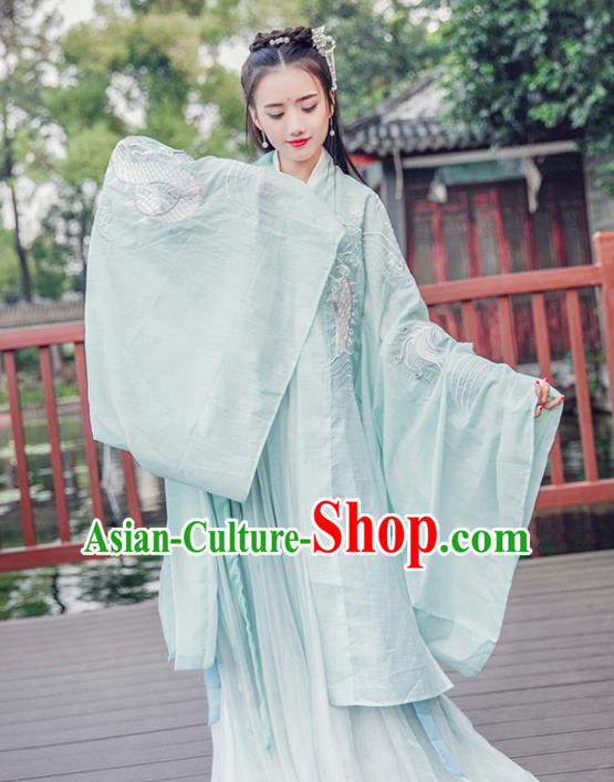 Chinese Ancient Tang Dynasty Imperial Consort Embroidered Costumes Traditional Fairy Hanfu Dress for Women