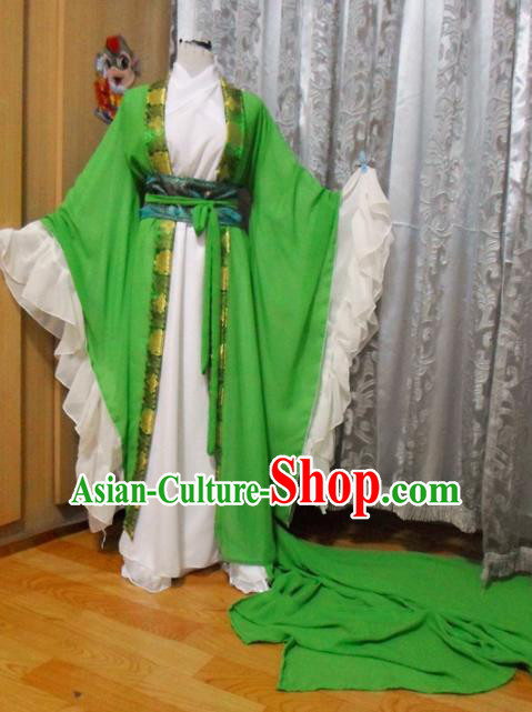 Traditional Chinese Han Dynasty Classical Dance Costumes Ancient Imperial Consort Green Hanfu Dress for Women