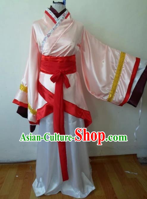 Traditional Chinese Han Dynasty Classical Dance Costumes Ancient Imperial Consort Pink Hanfu Dress for Women