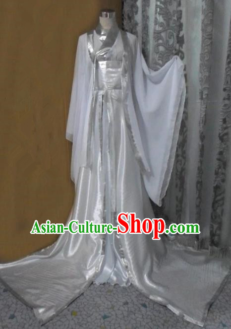 Traditional Chinese Han Dynasty Classical Dance Costumes Ancient Imperial Consort White Hanfu Dress for Women