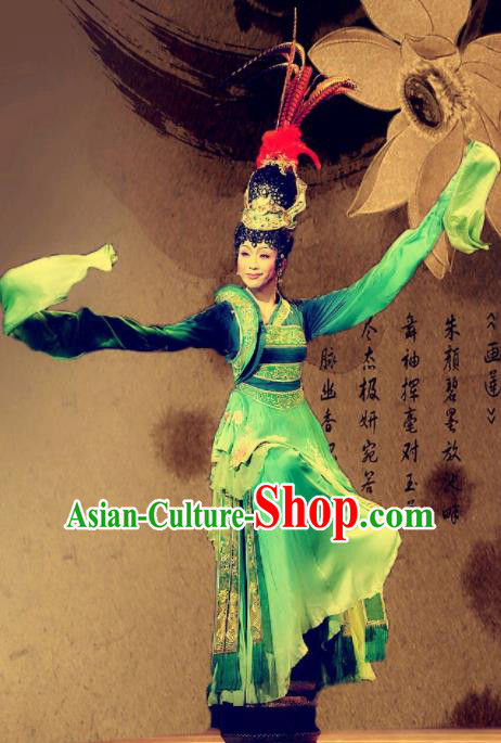 Traditional Chinese Han Dynasty Classical Dance Costumes Ancient Imperial Consort Embroidered Green Hanfu Dress for Women
