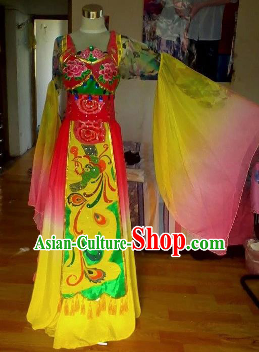 Traditional Chinese Classical Dance Embroidered Costumes Ancient Peri Princess Hanfu Dress for Women