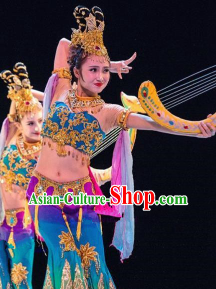 Chinese Traditional Classical Lute Dance Costumes Folk Dance Dress for Women