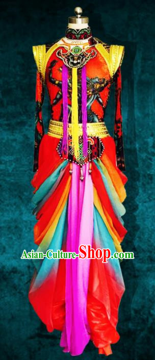 Chinese Traditional Ethnic Costumes Minority Nationality Dance Dress for Women