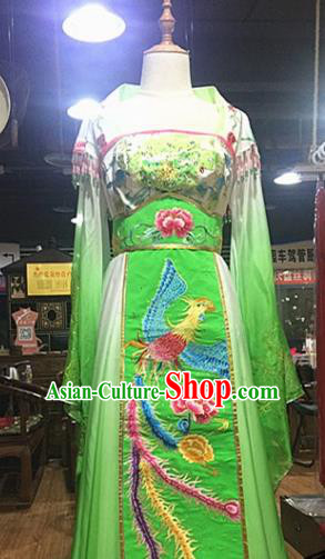 Chinese Traditional Classical Dance Costume Ancient Tang Dynasty Imperial Consort Embroidered Green Hanfu Dress for Women