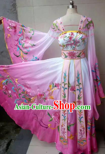 Chinese Traditional Tang Dynasty Embroidered Costume Ancient Imperial Consort Pink Hanfu Dress for Women