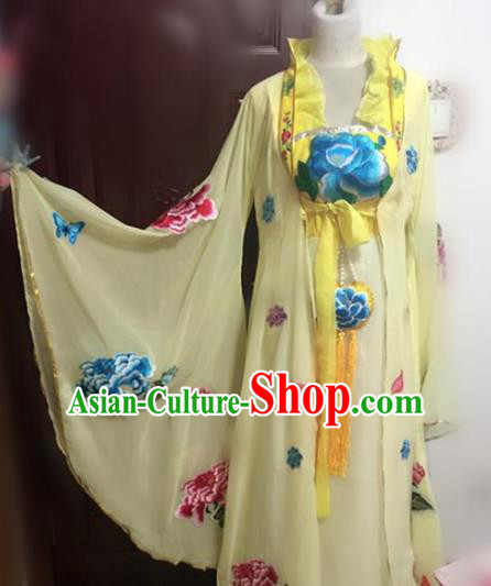 Traditional Chinese Ancient Embroidered Yellow Hanfu Dress Tang Dynasty Imperial Consort Historical Costumes for Women