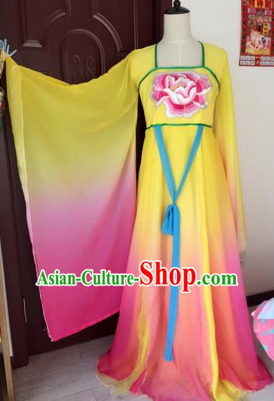 Traditional Chinese Ancient Fairy Embroidered Yellow Hanfu Dress Tang Dynasty Imperial Consort Historical Costumes for Women