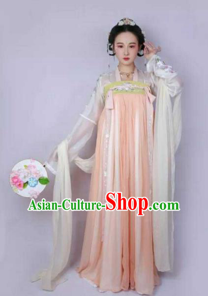 Traditional Chinese Tang Dynasty Palace Hanfu Dress Ancient Princess Embroidered Costumes for Women