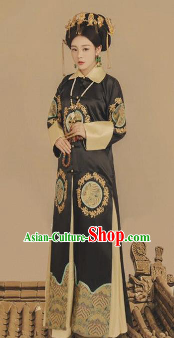Traditional Chinese Ancient Qing Dynasty Manchu Empress Embroidered Costumes for Women