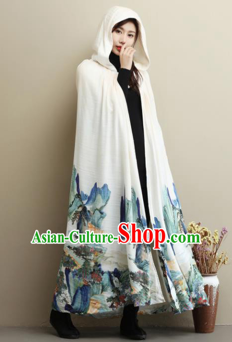 Traditional Chinese Ancient Princess Costumes White Cloak for Women